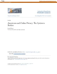 Americans and Online Privacy: the System Is Broken
