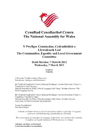 Cynulliad Cenedlaethol Cymru the National Assembly for Wales