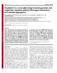 Disabled-2 Is a Novel Iib-Integrin-Binding Protein That