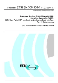 ISUP) Version 4 for the International Interface; Part 1: Basic Services