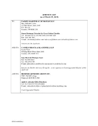 SERVICE LIST (As of March 29, 2019)
