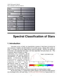 Spectral Classification of Stars