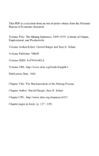 The Mining Industries, 1899-1939: a Study of Output, Employment, and Productivity