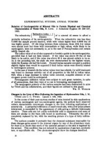 ABSTRACTS EXPERIMENTAL STUDIES; ANIMAL TUMORS Relation of Carcinogenicity of Mineral Oils to Certain Physical and Chemical Characteristics of These Oils, R