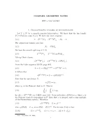 COMPLEX GEOMETRY NOTES 1. Characteristic Numbers Of