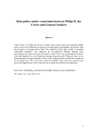 Debt Policy Under Constraints Between Philip II, the Cortes and Genoese Bankers