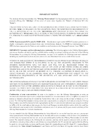 Final Offering Memorandum