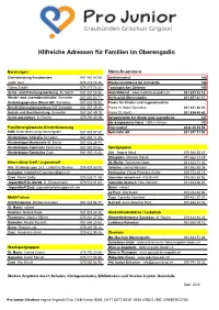 Hilfreiche Adressen Für Familien Im Oberengadin