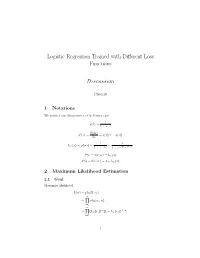 Logistic Regression Trained with Different Loss Functions Discussion