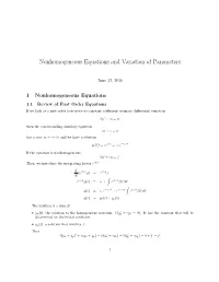 Nonhomogeneous Equations and Variation of Parameters