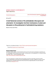 A Brief Historical Overview of the Antimalarials Chloroquine And
