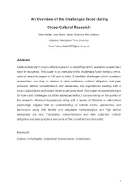 An Overview of the Challenges Faced During Cross-Cultural Research