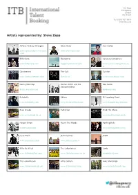 Artists Represented By: Steve Zapp