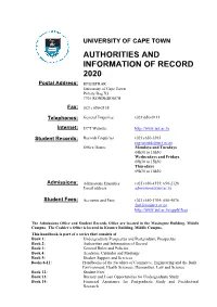 Authorities and Information of Record 2020
