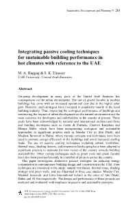 Integrating Passive Cooling Techniques for Sustainable Building Performance in Hot Climates with Reference to the UAE