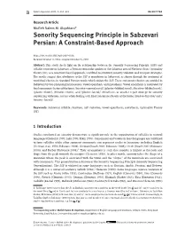 Sonority Sequencing Principle in Sabzevari Persian: a Constraint-Based Approach