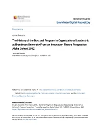 The History of the Doctoral Program in Organizational Leadership at Brandman University from an Innovation Theory Perspective: Alpha Cohort 2012