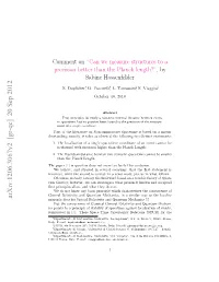 Comment On" Can We Measure Structures to a Precision Better Than
