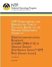 DART-04: Prenatal Development Studies of Dimethylaminoethanol