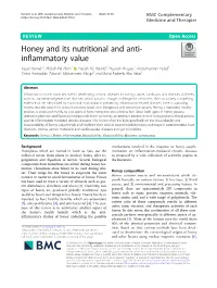 Honey and Its Nutritional and Anti-Inflammatory Value