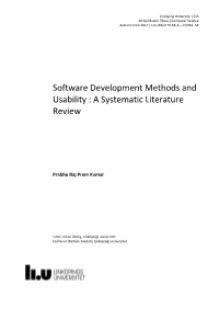 Software Development Methods and Usability : a Systematic Literature Review