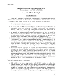 Supplementing the Record About Limits on ISP Comprehensive and Unique Visibility