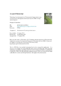 Technology-Based Management of Environmental Organizations Using an Environmental Management Information System (EMIS): Design and Development