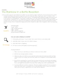 The Rainbow in a Bottle Reaction Can You Make Your Very Own Rainbow in a Bottle? You Can with the Magic of Ph! Ph Is a Measurement of How Acidic Or Basic Something Is