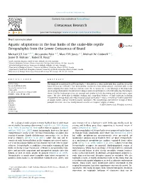 Aquatic Adaptations in the Four Limbs of the Snake-Like Reptile Tetrapodophis from the Lower Cretaceous of Brazil