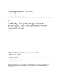 Combating Corruption Through Corporate Transparency Using Enforcement Discretion to Improve Disclosure David Hess