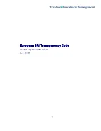 European SRI Transparency Code Triodos Impact Mixed Funds June 2021