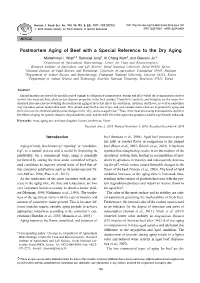Postmortem Aging of Beef with a Special Reference to the Dry Aging
