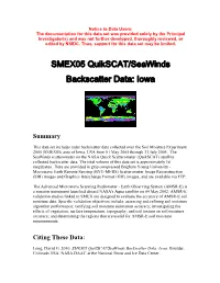 SMEX05 Quikscat/Seawinds Backscatter Data: Iowa