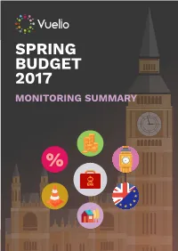 Spring Budget 2017 Monitoring Summary