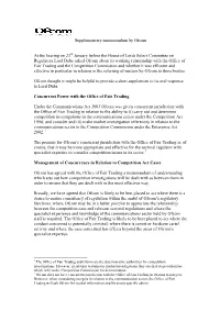 Supplementary Memorandum by Ofcom at the Hearing on 23 January