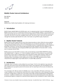A Closer Look at Mysql Cluster an Architectural Overview - Mariadb White Paper - 08-26-13-001.Docx Page 1