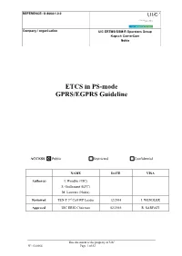 ETCS in PS-Mode GPRS/EGPRS Guideline