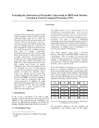 Extending the Abstraction of Personality Types Based on MBTI with Machine Learning & Natural Language Processing