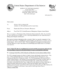 Fiscal Year 2011 Cultural Resources Management Program Annual Report for Alaska