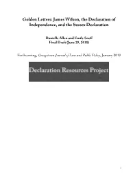 Golden Letters: James Wilson, the Declaration of Independence, and the Sussex Declaration
