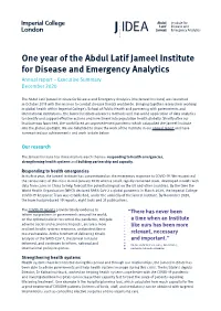 One Year of the Abdul Latif Jameel Institute for Disease and Emergency Analytics Annual Report – Executive Summary December 2020