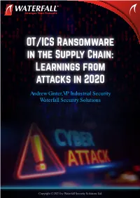 OT/ICS Ransomware in the Supply Chain: Learnings from Attacks in 2020