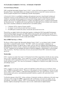 Sustainable Markets Council – Summary Overview