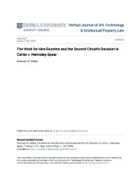 The Work for Hire Doctrine and the Second Circuit's Decision in Carter V