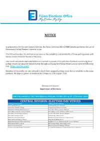 2020 Provisional Polling Venue List