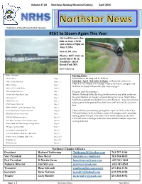 261 to Steam Again This Year #261 Will Steam to Du- Luth on June 4 2016 and Return to Mpls on June 5 2016