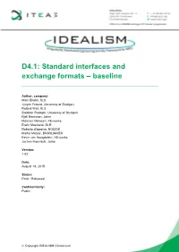 4.1 Standard Interfaces and Exchange Formats – Baseline