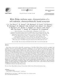 Blake Ridge Methane Seeps: Characterization of a Soft-Sediment, Chemosynthetically Based Ecosystem