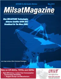 New MILSATCOM Technologies Airborne Satellite COTM (Igt) Broadband on the Move (EMS)