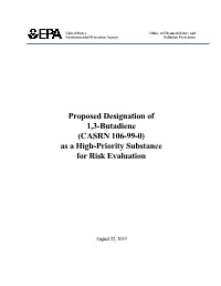 Proposed Designation of 1,3-Butadiene As a High Priority Substance for Risk Evaluation